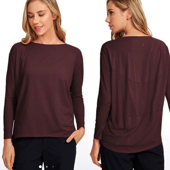 CRZ YOGA Pima Cotton Oversized Long Sleeve Workout Top Large - Picture 1 of 5